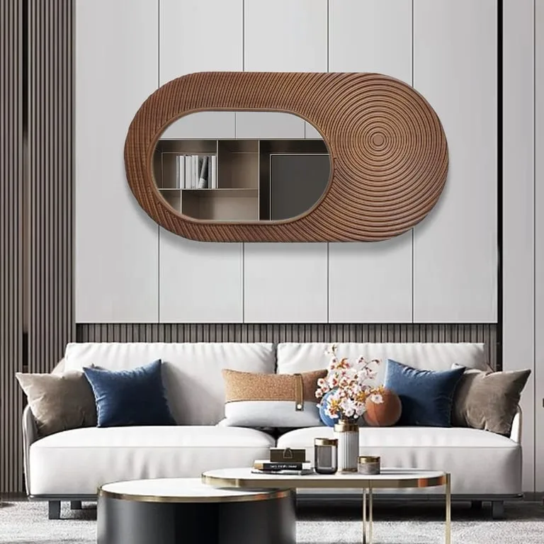 Swirl Wooden Oval Mirror