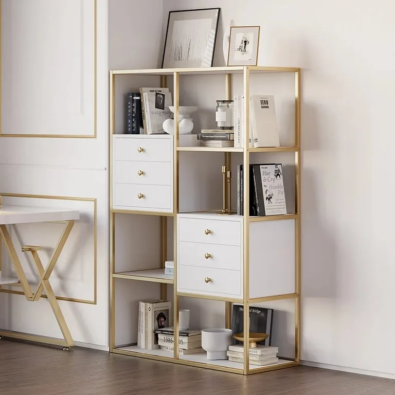 Auro Modern Bookshelf with Storage Drawers - Natural wood