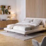Levena Natural Wood Upholstered Bed