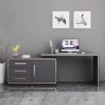 Laro – Modern Natural Wood Desk with File Cabinet & Drawers