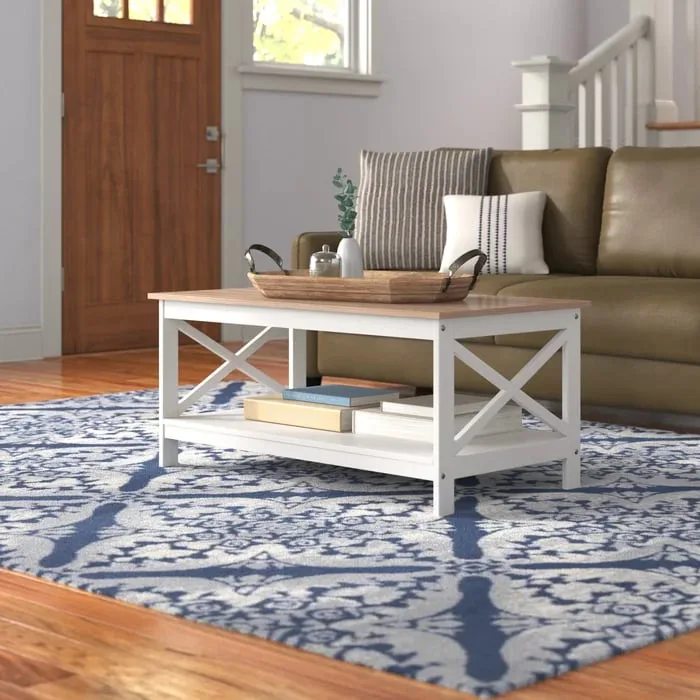 Lego Rectangular Natural Wood Coffee Table with Storage