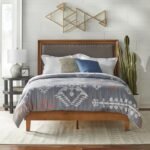 Norelle Natural Wood Upholstered Bed – Nailhead Trim Design