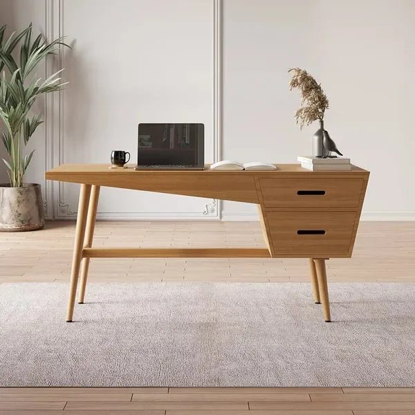 Sereni – Natural Wood Desk with 2 Drawers