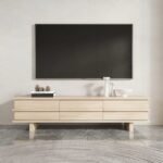 Acero TV Unit – Natural Wood with 3D Panel Drawers