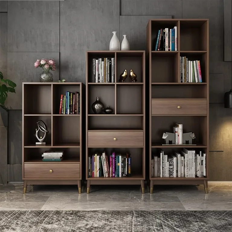 Gap bookcase - natural wood with frame and metal drawer
