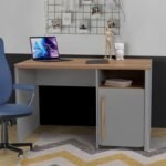 Séna Modern Desk with Storage Cabinet & Open Shelf – Natural Wood