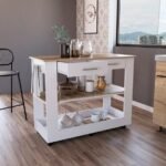 Langi Kitchen Island with Locking Wheels