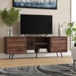 Marlow Natural Wood TV Unit – Dual Cabinets & Open Shelf