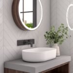 Aviana movable Round mirror with storage
