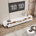 Marlo – Natural Wood TV Unit with Gold Base & Storage Drawers