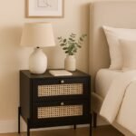 Kavira – Natural wood & Rattan 2-Drawer Bedside Table