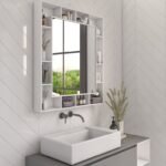 Gogcha – Natural Wood Bathroom Mirror with Storage Shelves