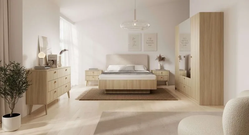 Elvo modern youth bedroom Set – Natural Wood