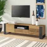 Hetfi Modern Grain TV Stand - natural wood