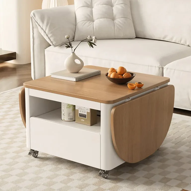 Ravon Oval Coffee Table – Natural Wood Top with Iron Frame