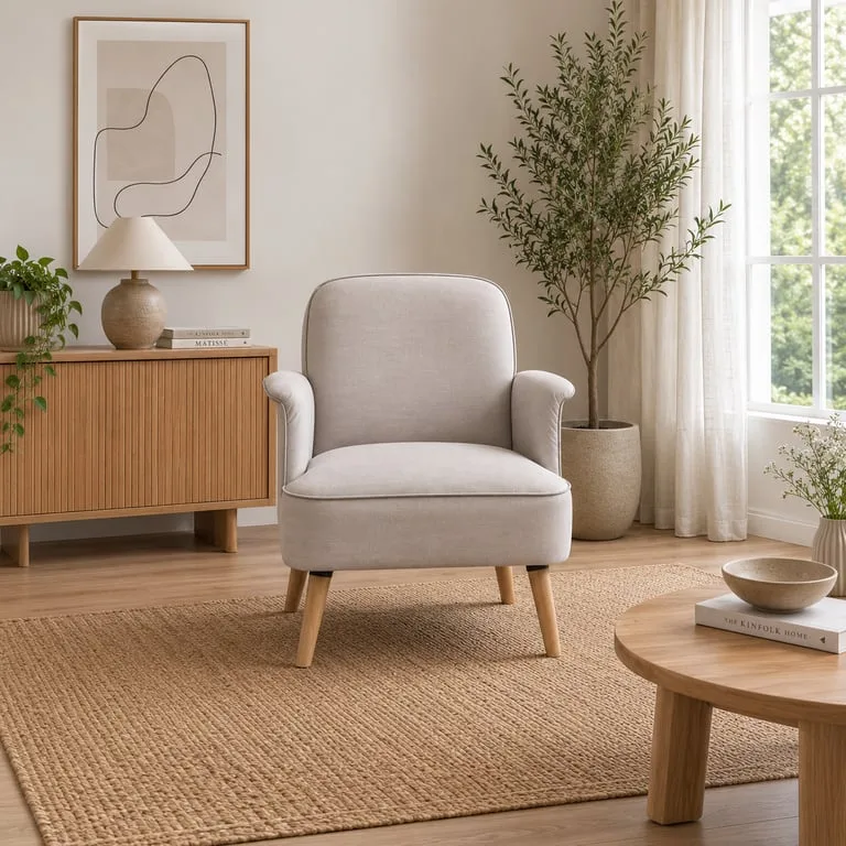 Mavely Foldable Lounge Chair – Natural Wood Base with Modern Comfort