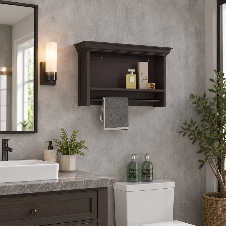 The Barclay Wall Mounted Bathroom Shelves - Natural wood