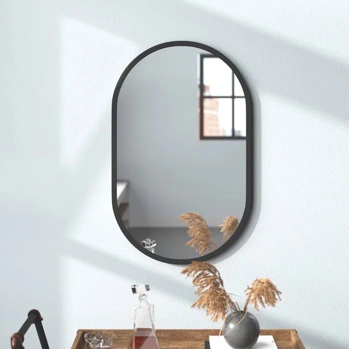 Ajsa Oval Wall Mirror - Black Frame