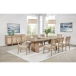 Kailani Extendable Rectangular Dining Set – Natural Wood with Upholstered Chairs