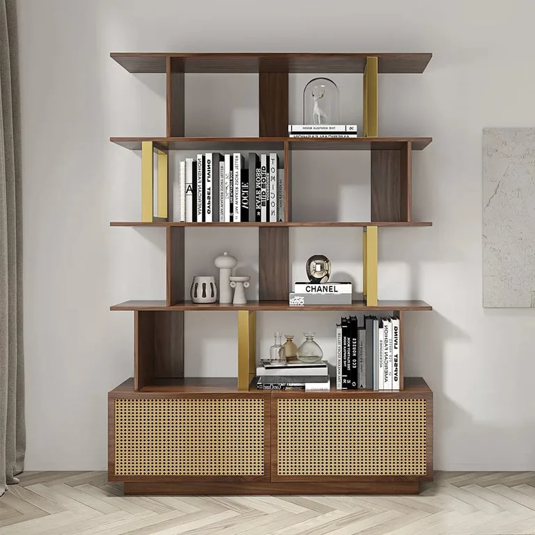 Loria bookcase - natural wood - multi-use