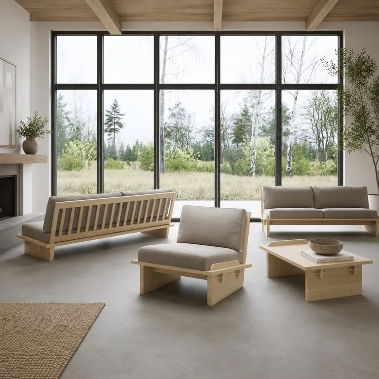 Wilson Classic Armchair – Natural Wood with Cushions