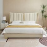 Luxe Haven Upholstered Bed – Elegant Ivory & Gold
