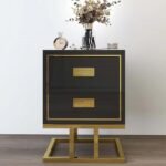 Earten Modern Black Nightstand - 2 drawers