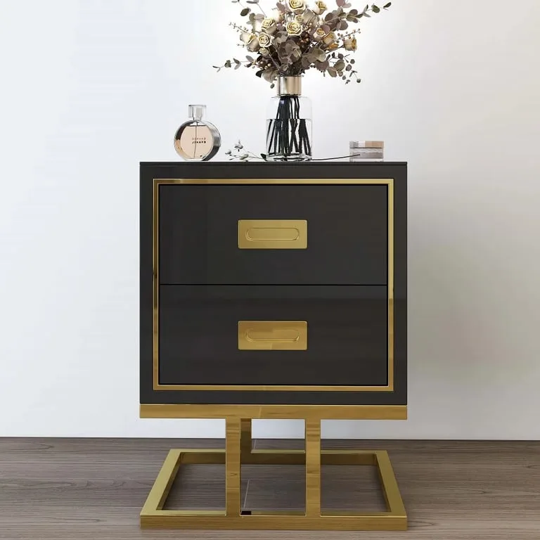 Earten Modern Black Nightstand - 2 drawers