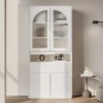 Oriental bookcase with two doors and a shelf's - natural wood
