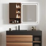 Julia lighted bathroom mirror with moving back storage