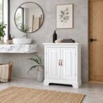 Eloria – Natural Wood Bathroom Floor Cabinet with 3 Shelves
