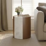 Cemenna Natural wood table with modern marble