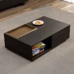 Cela Modern Natural Wood Coffee Table with storage