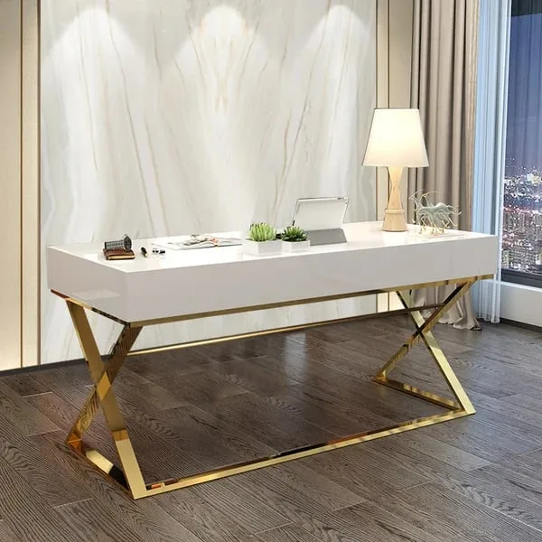Hence – Natural Wood Office with Drawer | Modern Rectangular Design