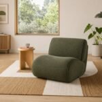 Fleuron Curved Accent Chair - Natural Wood.