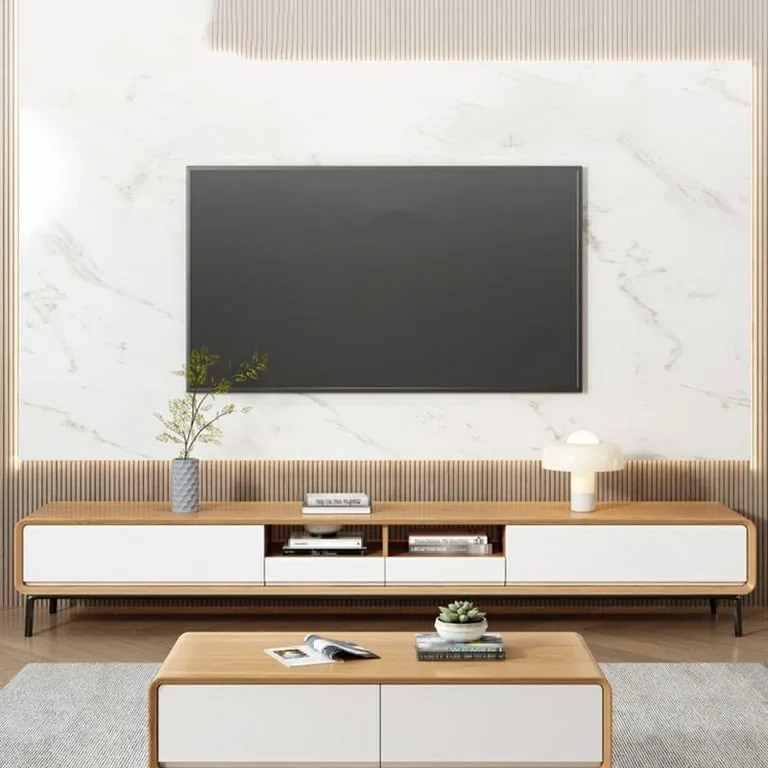 Harmony Natural Wood TV Unit – Sleek & Low-Profile Design