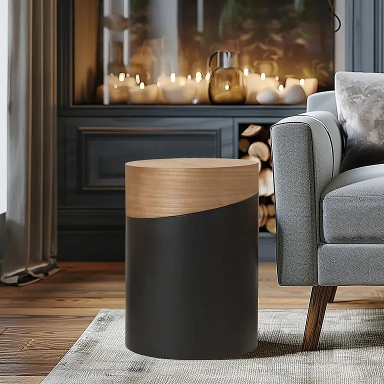 Drum Natural wood Side table