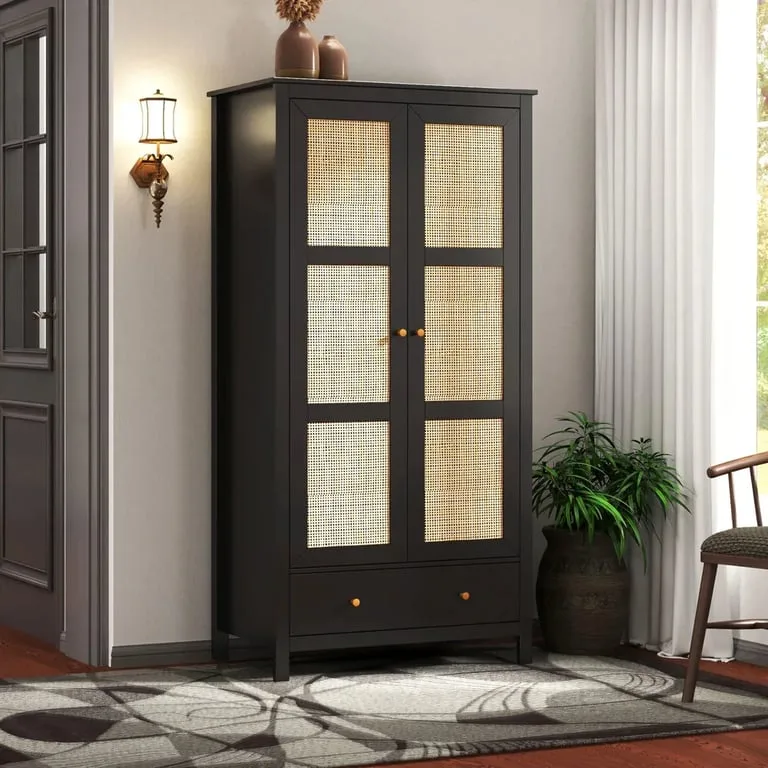 Aurea Wardrobe – Rattan & Natural Wood