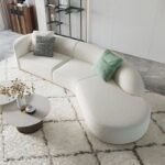 Mora Curved Sectional Sofa – Natural Wood Base