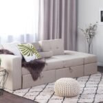 Dormiéa Convertible Sectional Sofa Bed from natural wood - Fabric Upholstery with Hidden Storage .