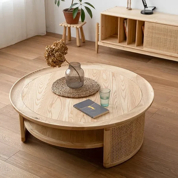 Krack Coffee Table Natural Wood and Rattan