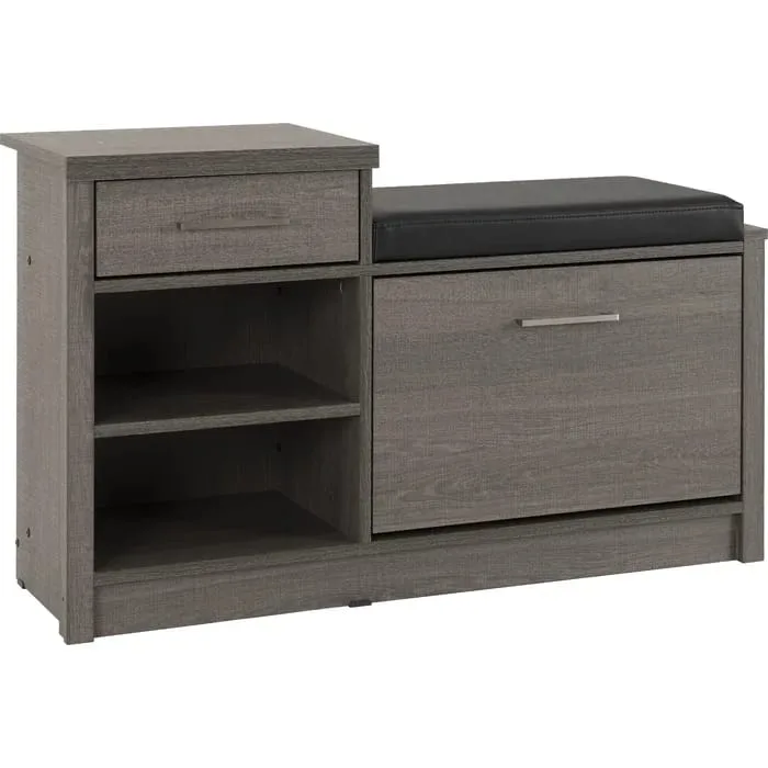 Giral 12 Pair Shoe Storage Bench - Black