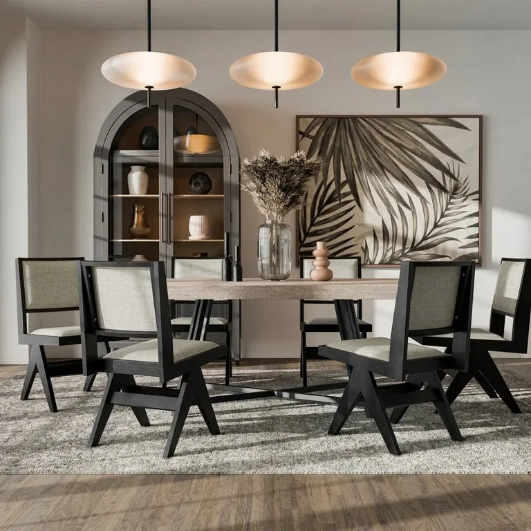 Livano Dining Set – Natural Wood Table with Metal Legs