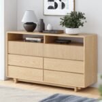 Mirella Natural Wood Dresser – 8-Drawer Storage with Modern Grooved Design