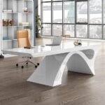 Lemur – Natural Wood Office Desk with Geometric Frame