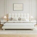 Cloudelle Natural Wood Upholstered Bed – with Soft Curves