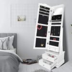 Rotana White Jewelry Armoire with Mirror