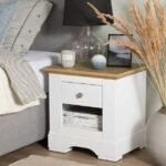 Savora Natural Wood Bedside Table – Drawer & Open Shelf