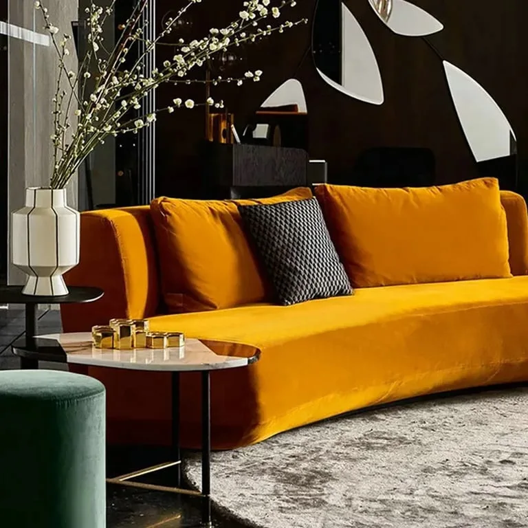 Timberline Orange Sofa Velvet Upholstered Sofa
