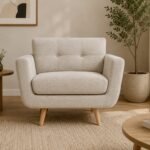 Vera Natural Wood Chair – Angular Legs & Soft Upholstery